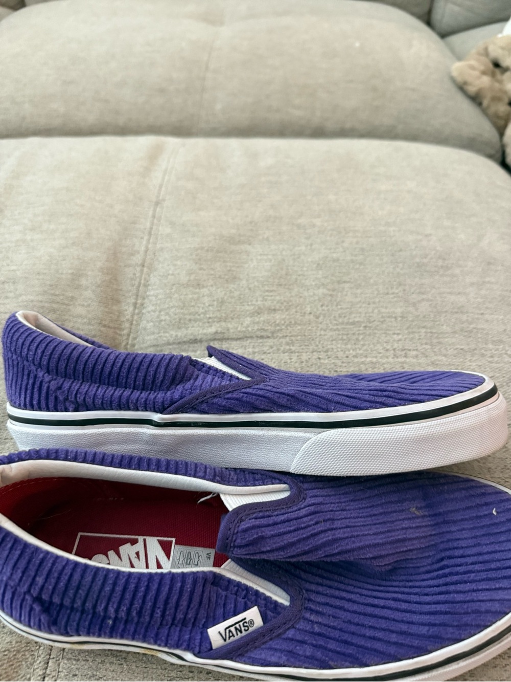Vans Purple Corduroy Slip-On Sneakers with White Trim - Picture 3 of 4